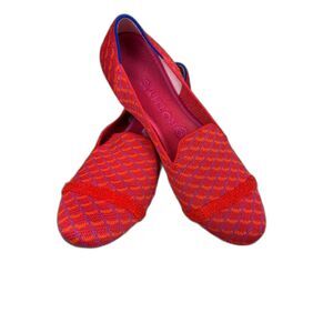 Rothy's Pomegranate Grid Loafers Women’s 9 Red Plaid Knit Slip On Flats